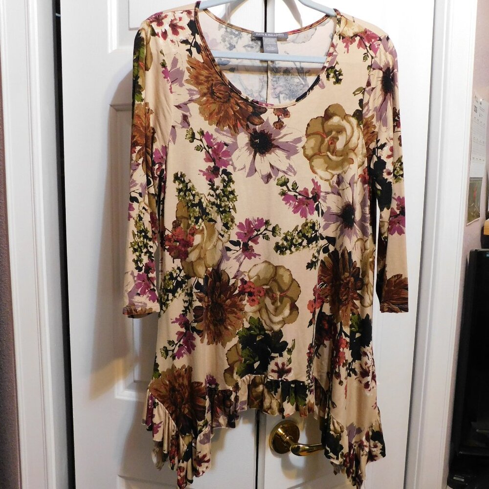 Kate & Mallory Fall Floral Ruffled Tunic Sz L